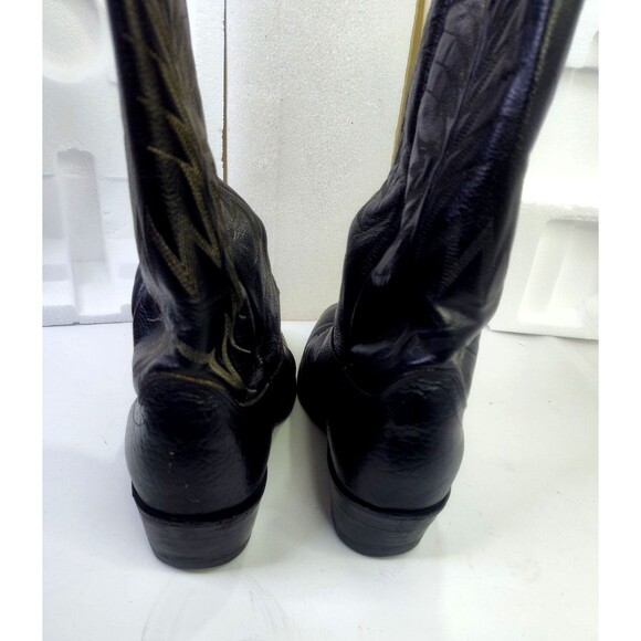 Vintage Dan Post Boots Mens Sz 8.5D  Black Leather Western Cowboy Work #507159 - Picture 5 of 14